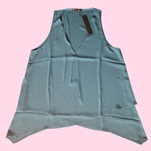 REVOLVE Krisa V-Neck Asymmetrical Hem Tank Top  Gorgeous Blue/Green. Medium. NWT